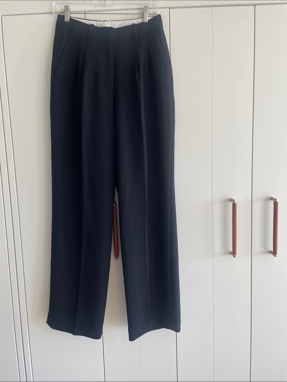 Aritzia Black High-Rise Wide-Leg Trousers effortless size 6